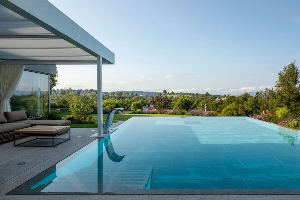 infinity naturstein pool mit hubboden